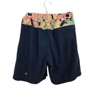 Birddogs Men's Lined Gym Shorts Navy Blue Tropical Bird Print Size Small